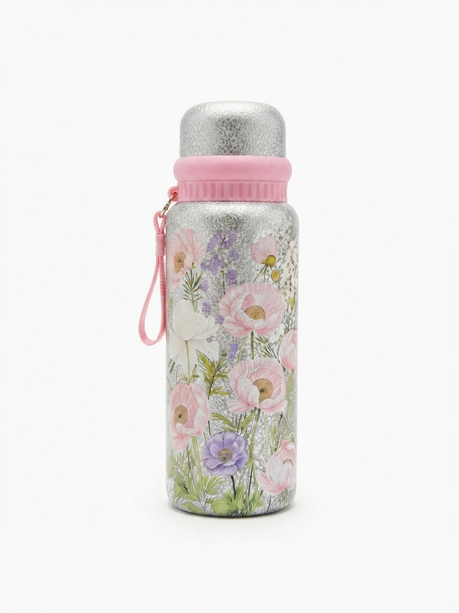 Floral Glitter Vacuum Insulated Water Bottle 800ml