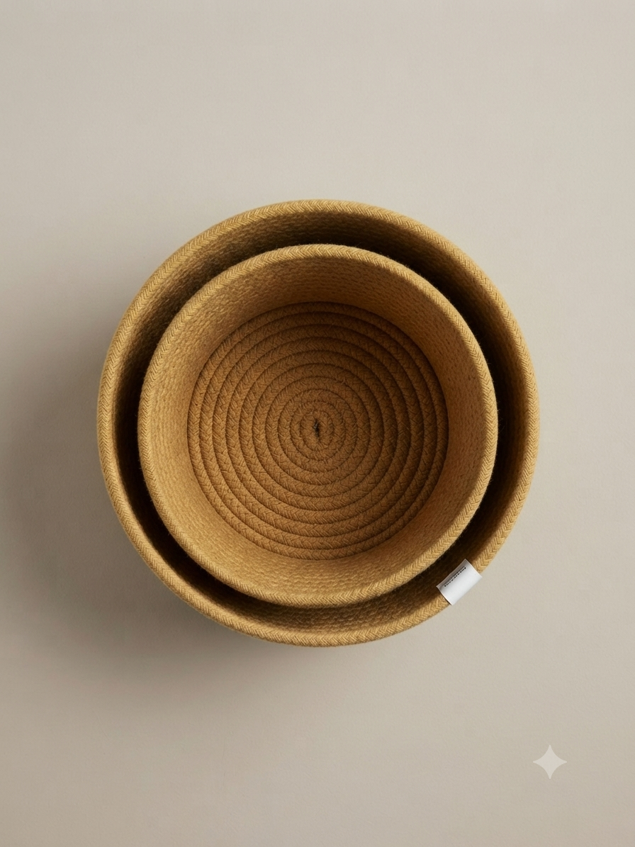In0030b Cotton Rope Basket Set of 2