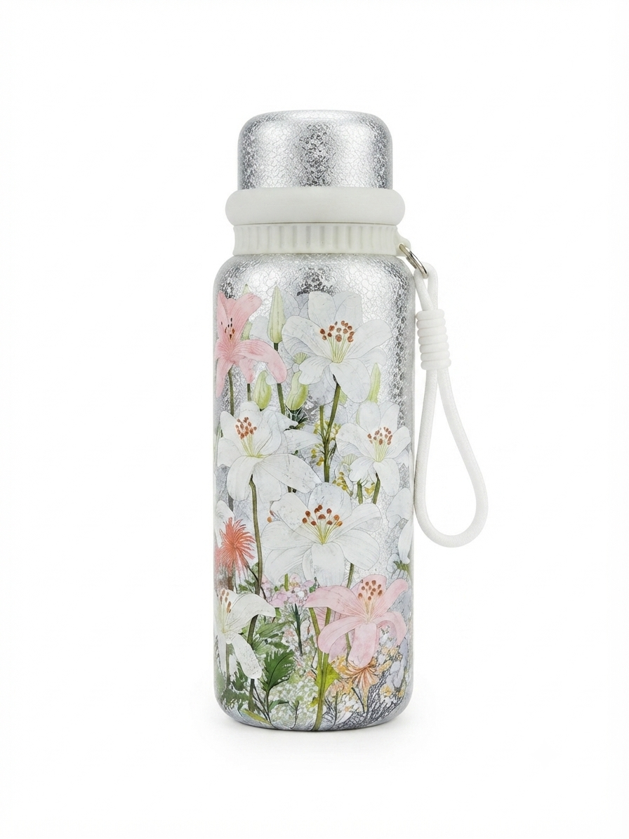 Floral Glitter Vacuum Insulated Water Bottle 800ml