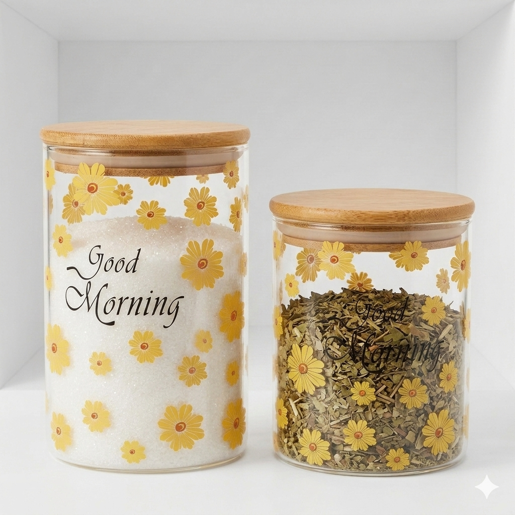 Good Morning Glass Storage Jar