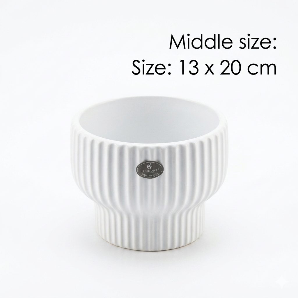 Foursant Ribbed Ceramic Plant Pot