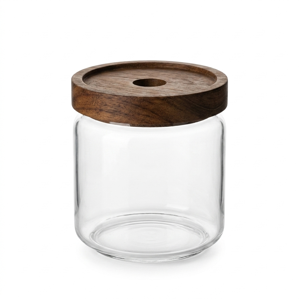 Glass Storage Jar with Acacia Wood Lid
