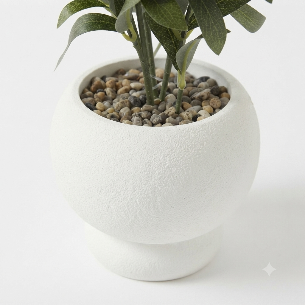 Artificial Olive Tree in White Pot