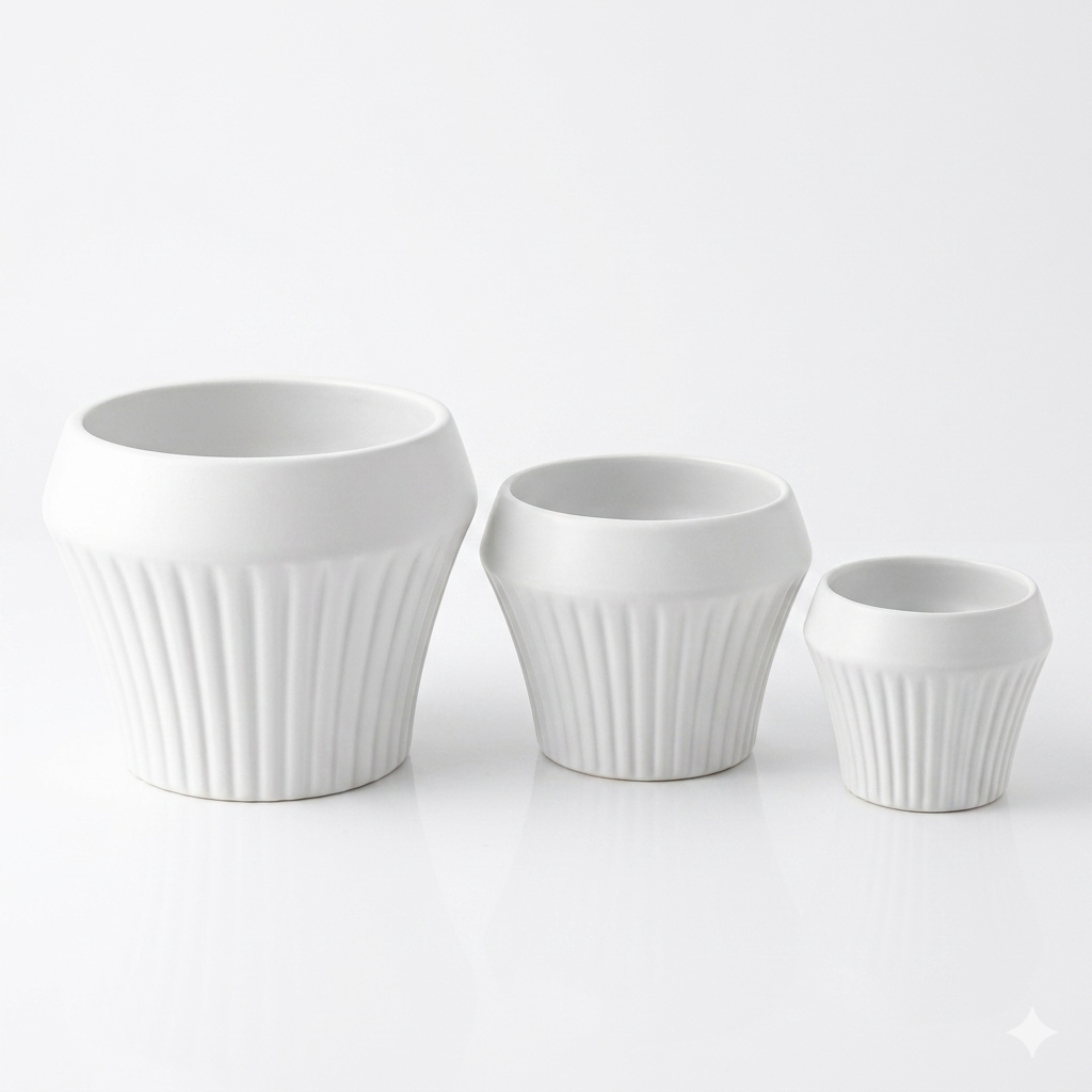 Ribbed Bowl Ceramic Plant Pot