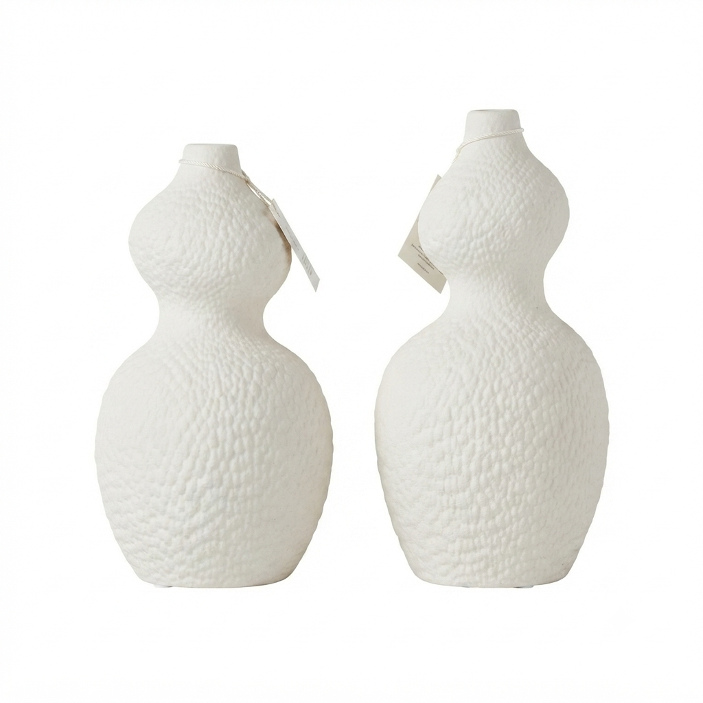 Textured Gourd Ceramic Vase