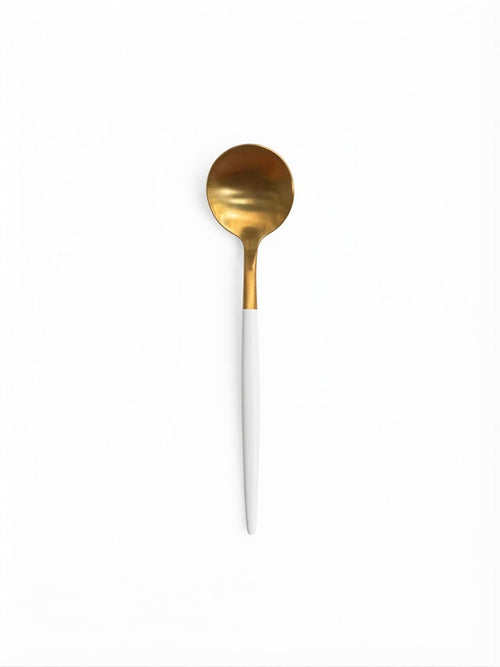 10151 Gold & White Dessert Spoon or Fork Set 6pcs