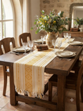 Mustard Stripe Woven Cotton Table Runner
