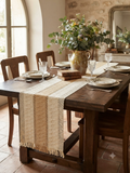 Textured Lace Panel Cotton Table Runner