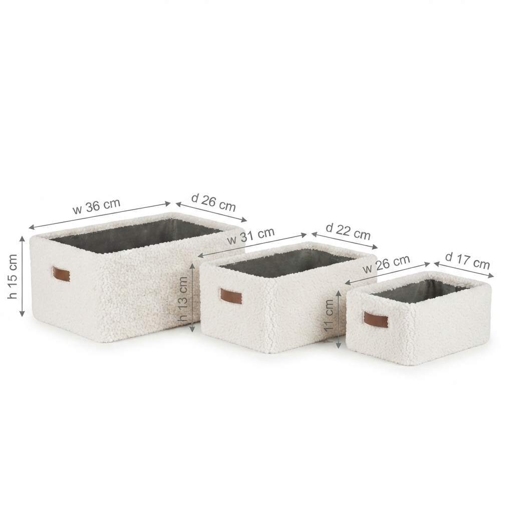 Bouclé Storage Set with Wooden Lid