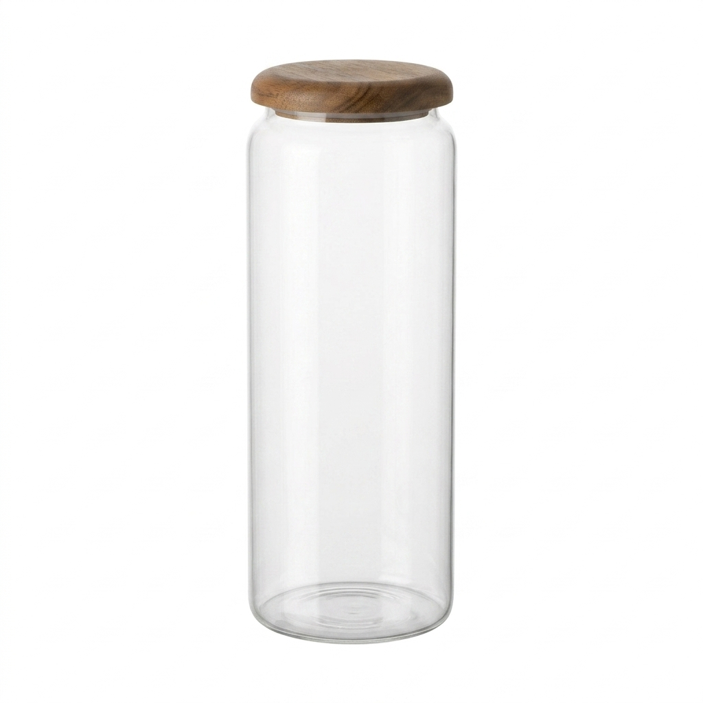 Glass Storage Jar with acacia Lid