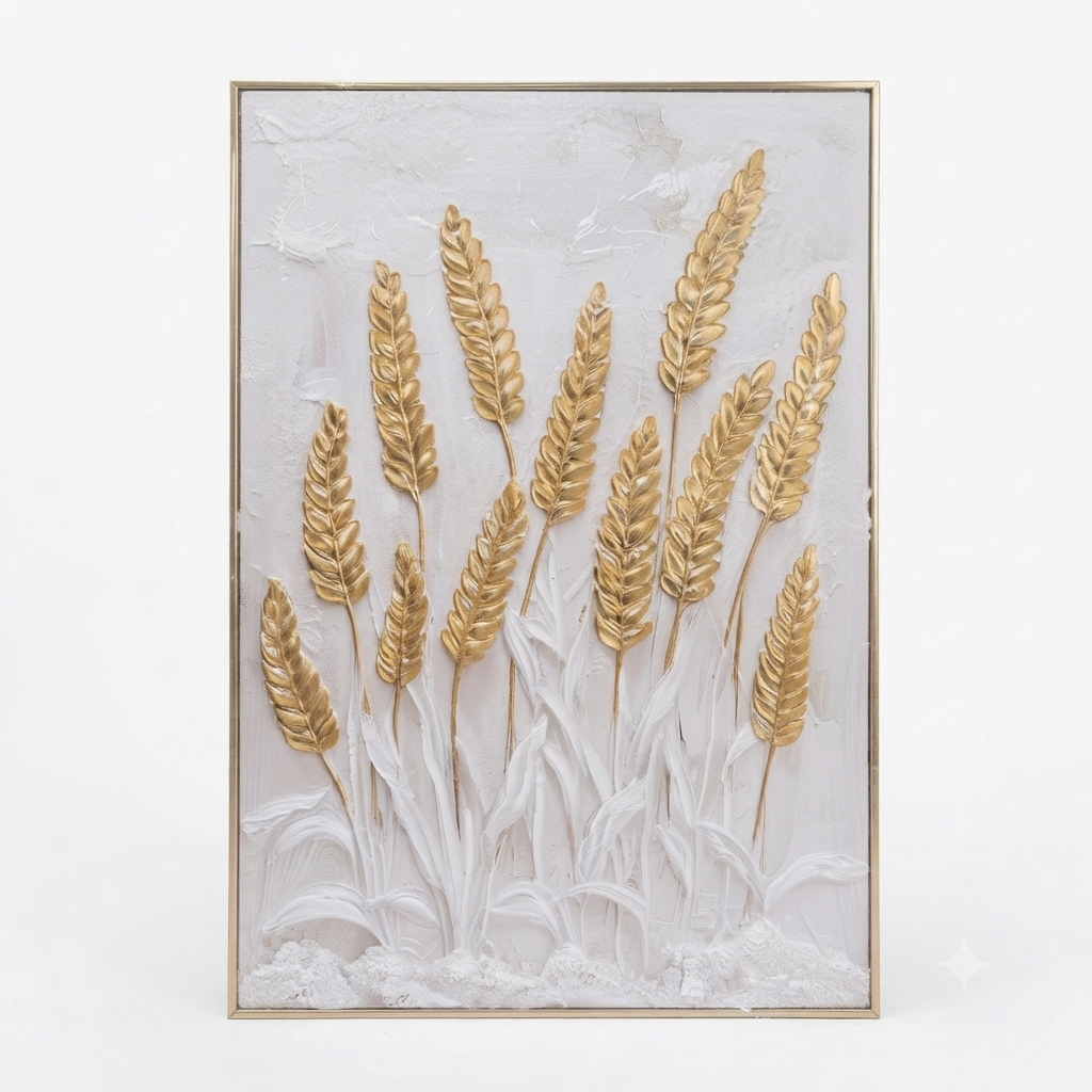 In0077 Golden Wheat Textured Wall Art