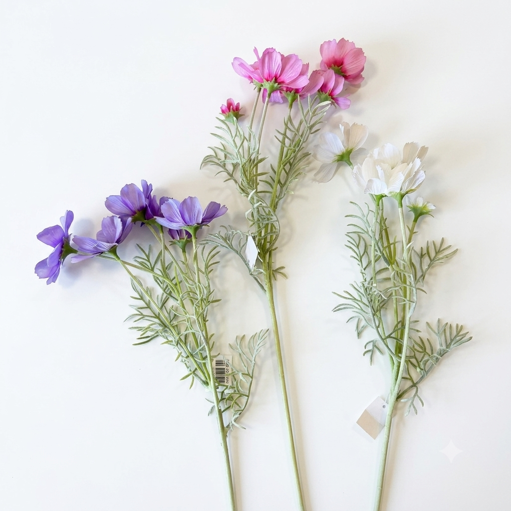White Cosmos Flower Stem 60cm