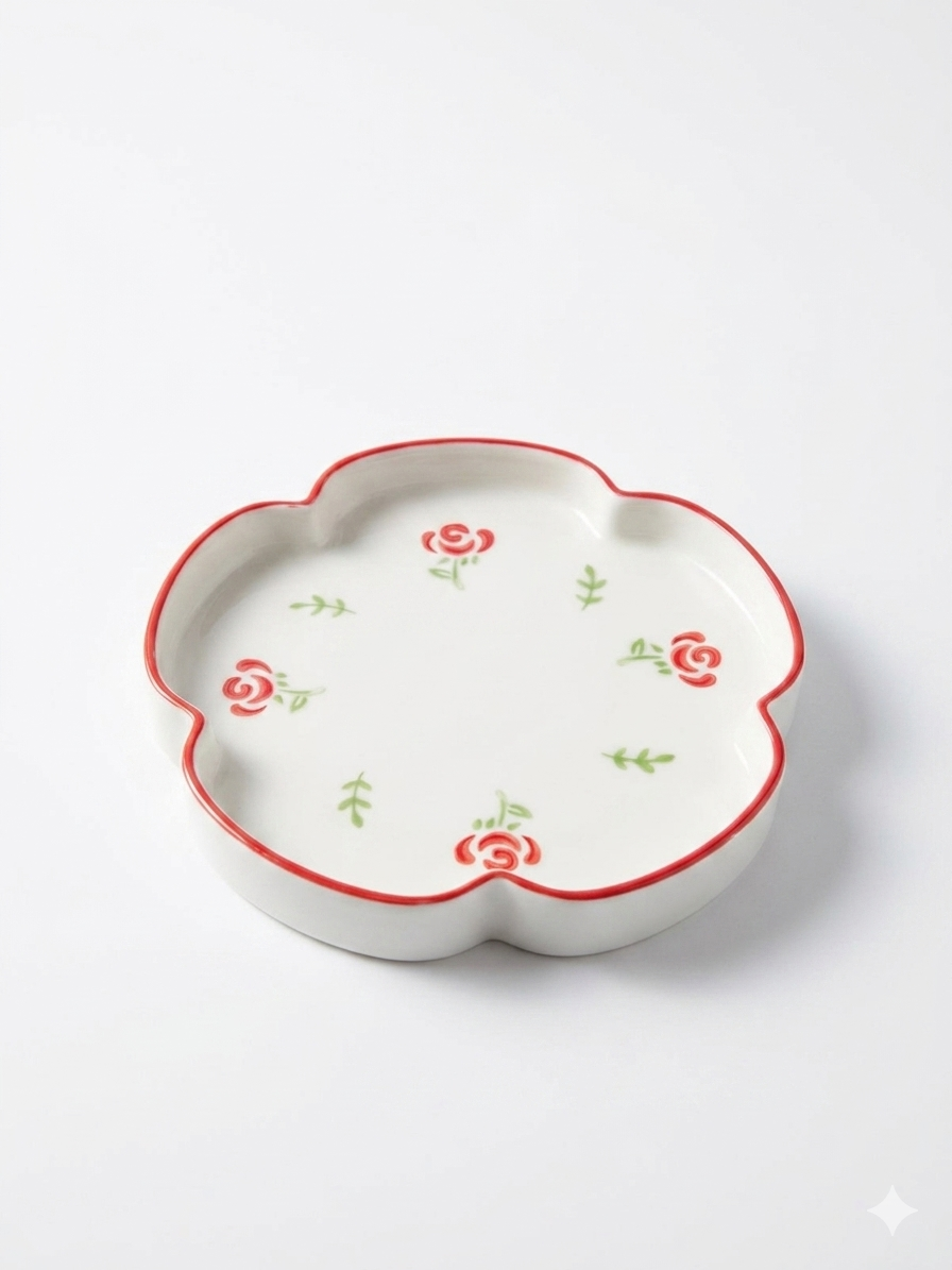Floral Ceramic Dessert & Serving Plate