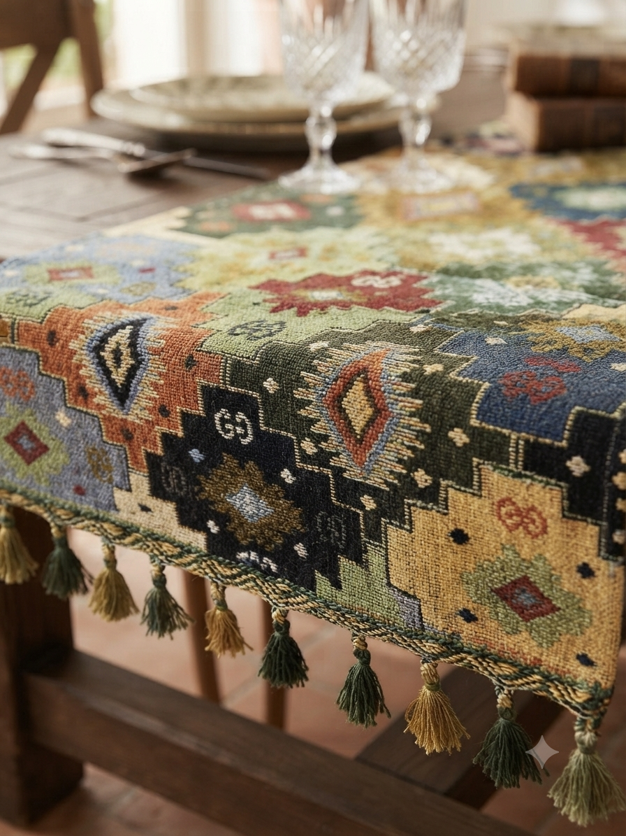 Aztec Patchwork Tapestry Table Runner