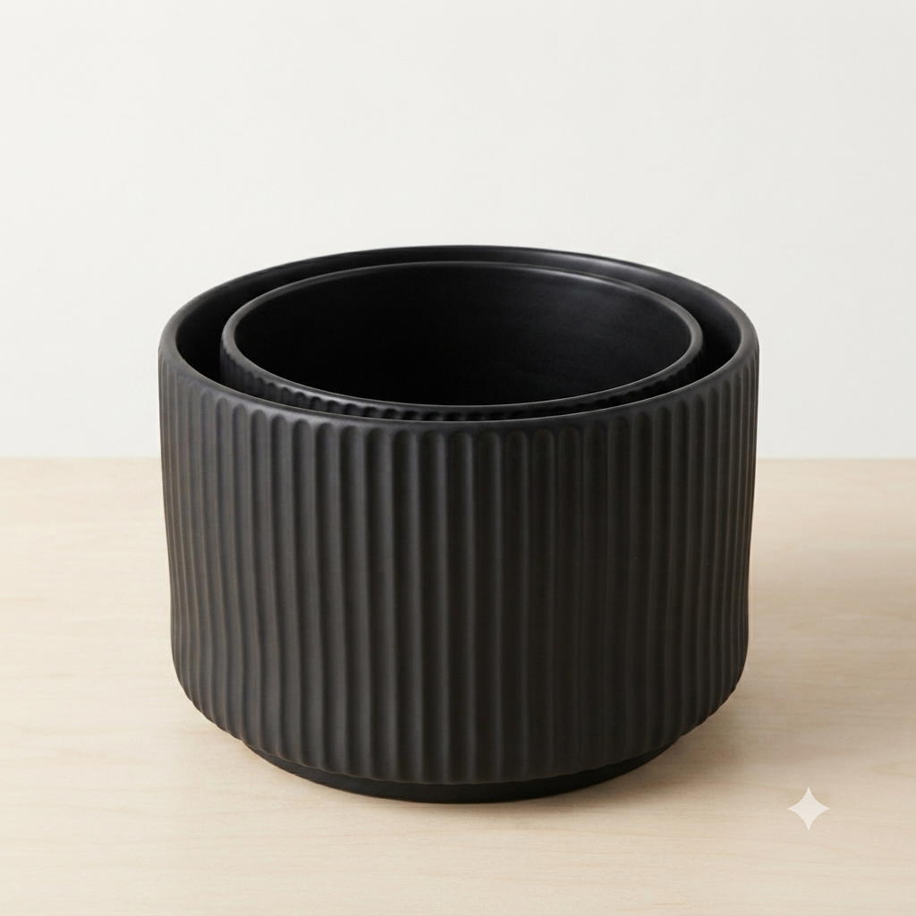 In0151 Ribbed Ceramic Planters