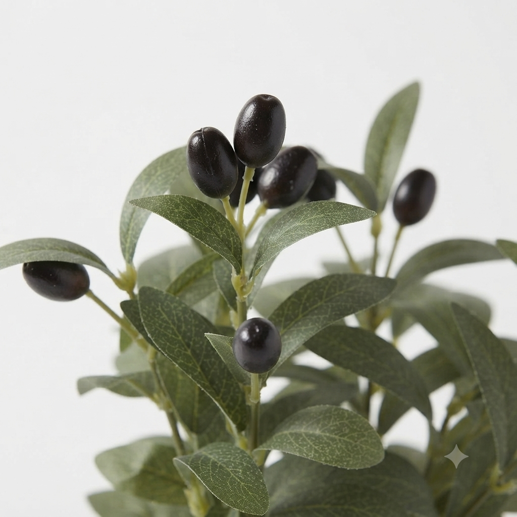 Artificial Olive Tree in White Pot