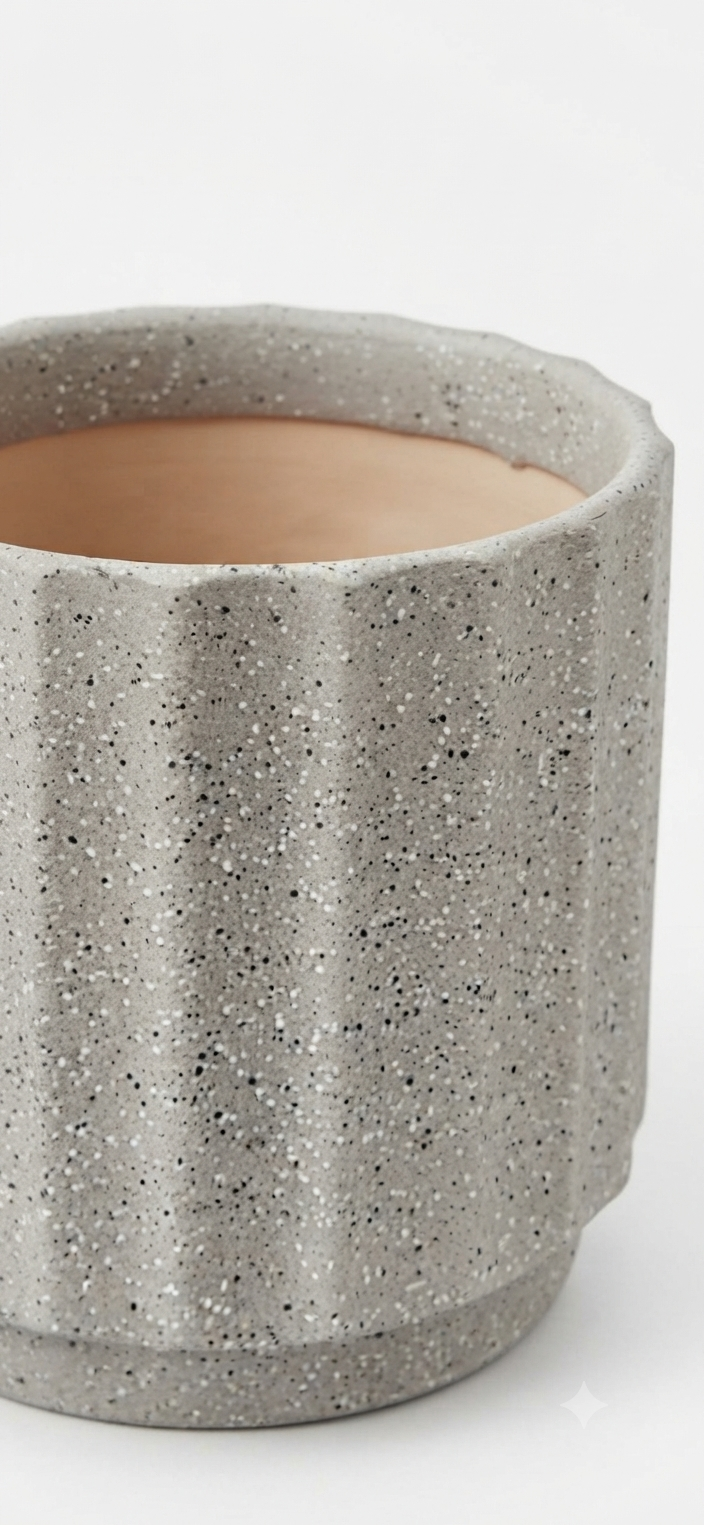 Speckled Ribbed Ceramic Pot