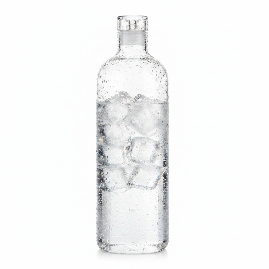 1L Glass Bottle with Cold Water