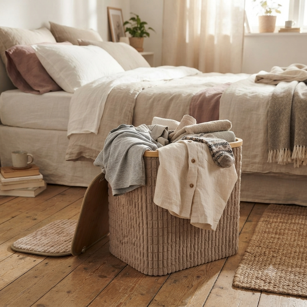 Laundry Basket with Bamboo Lid & Handles