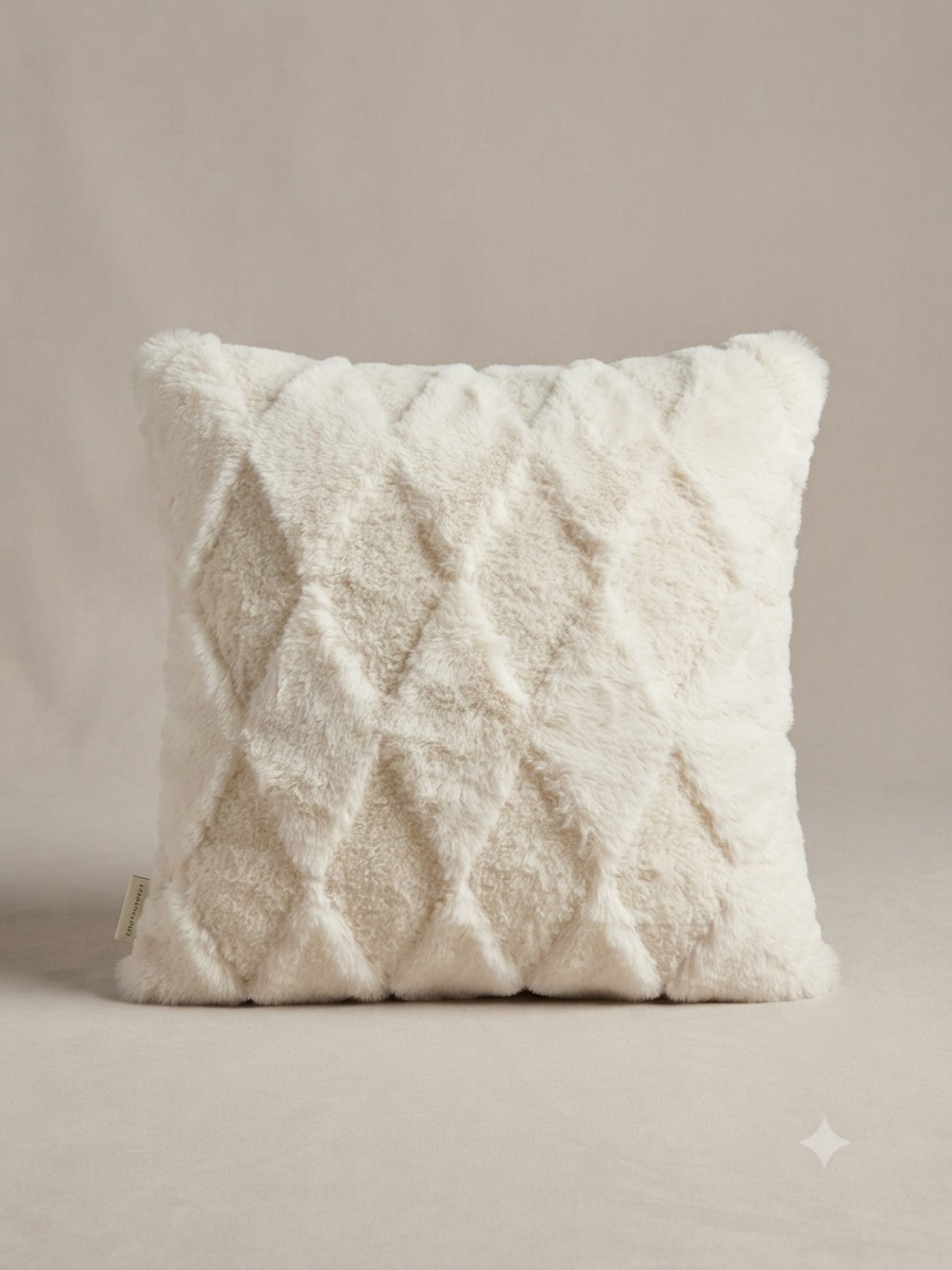 Diamond Tufted Faux Fur Cushion Cover 40x40cm