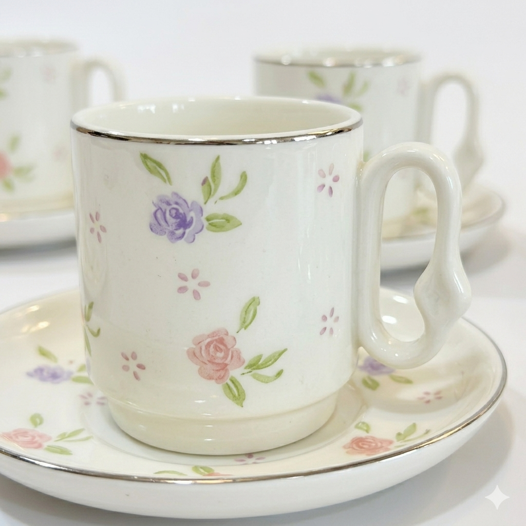 Rose Garden Coffee Cup Set - 6 Pieces