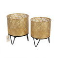 Gold Leaf Metal Planter Set