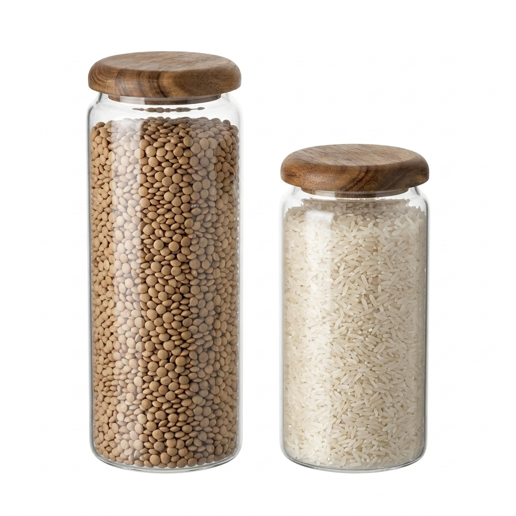 Glass Storage Jar with acacia Lid