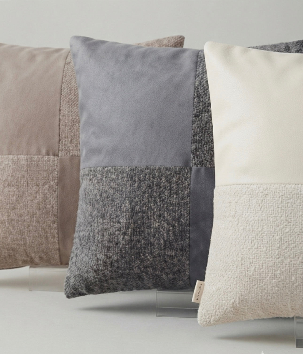 Patchwork Velvet & Boucle Cushion Cover 45x45cm