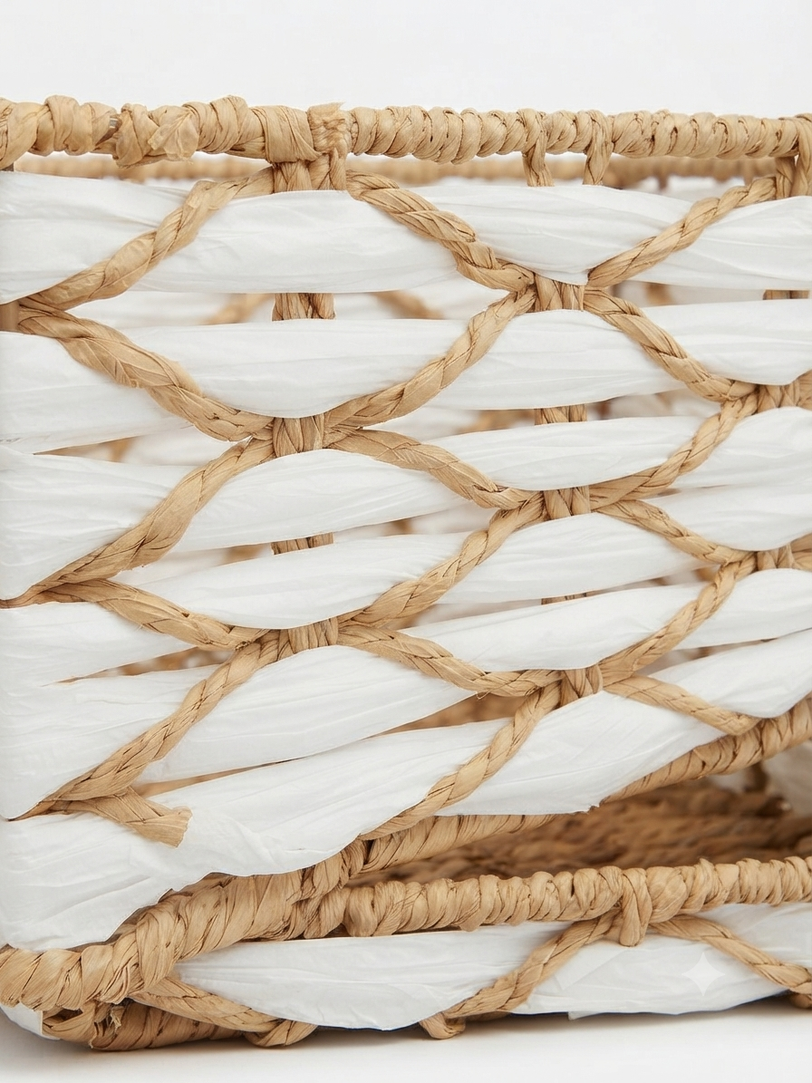 White Woven Seagrass Storage Basket Set of 3
