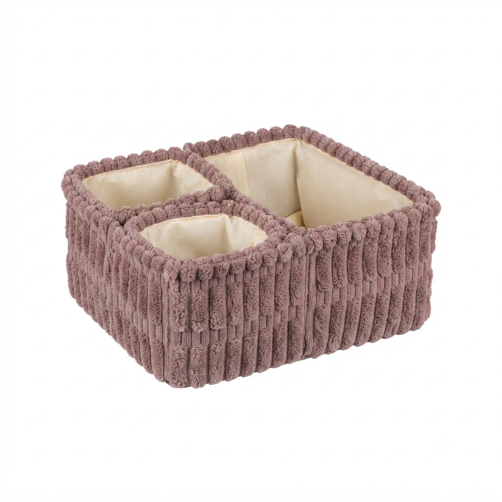Corduroy Storage Basket Set with Dividers
