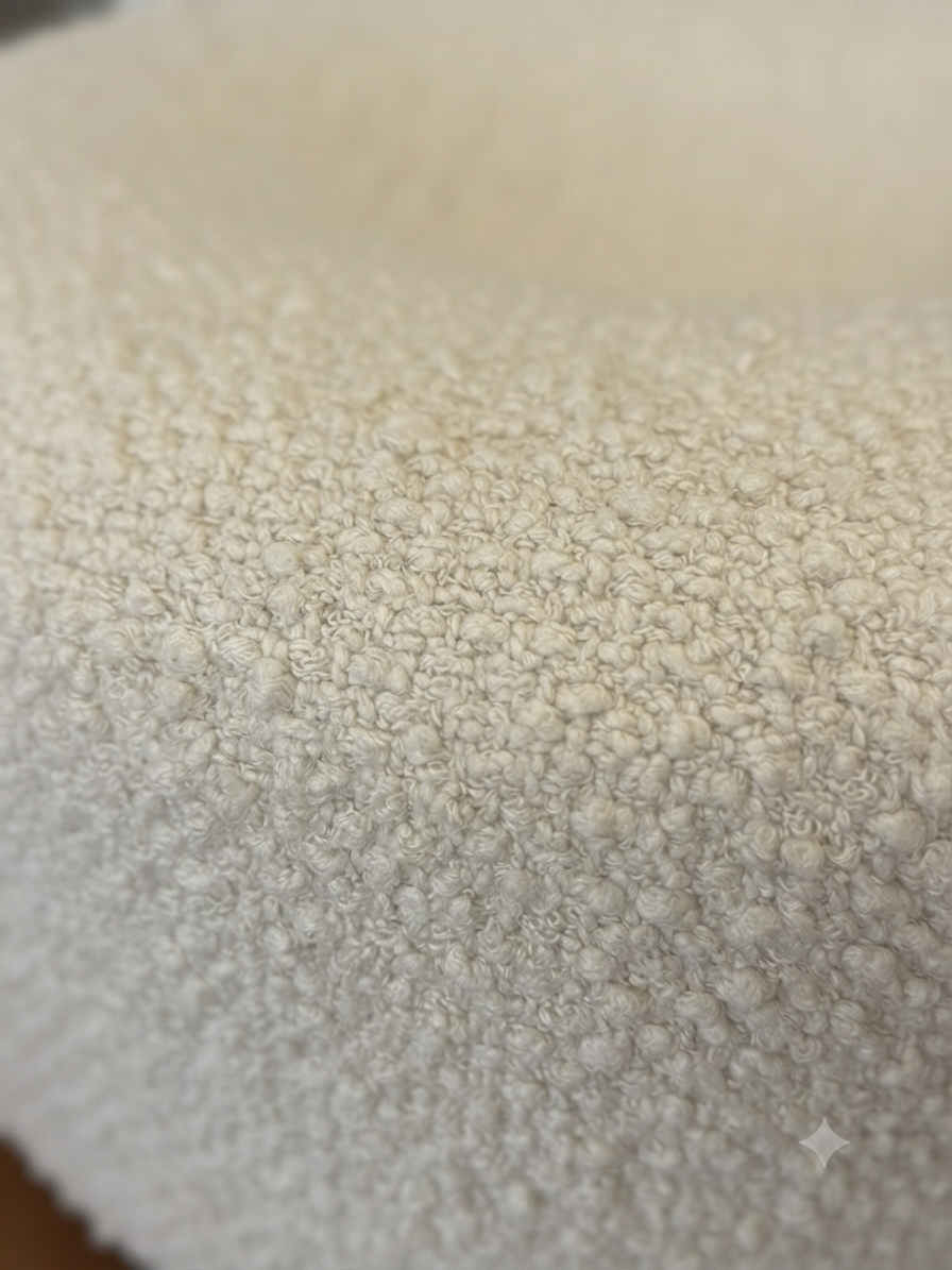 Sculptural Boucle Bench with Side Table