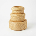 In0019 Round Woven Baskets with Lid Set of 3