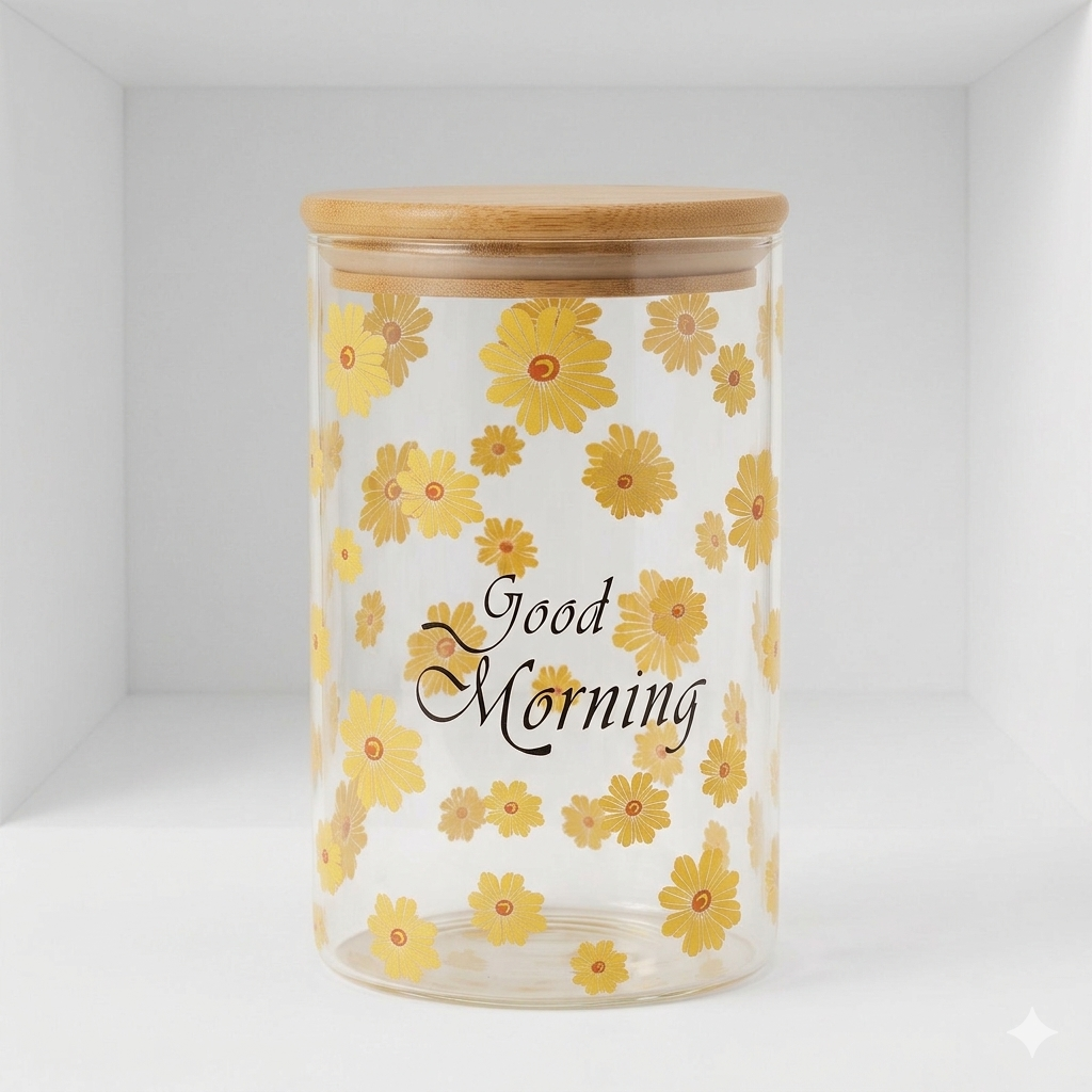 Good Morning Glass Storage Jar