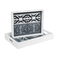 Geometric Grey Wood Tray