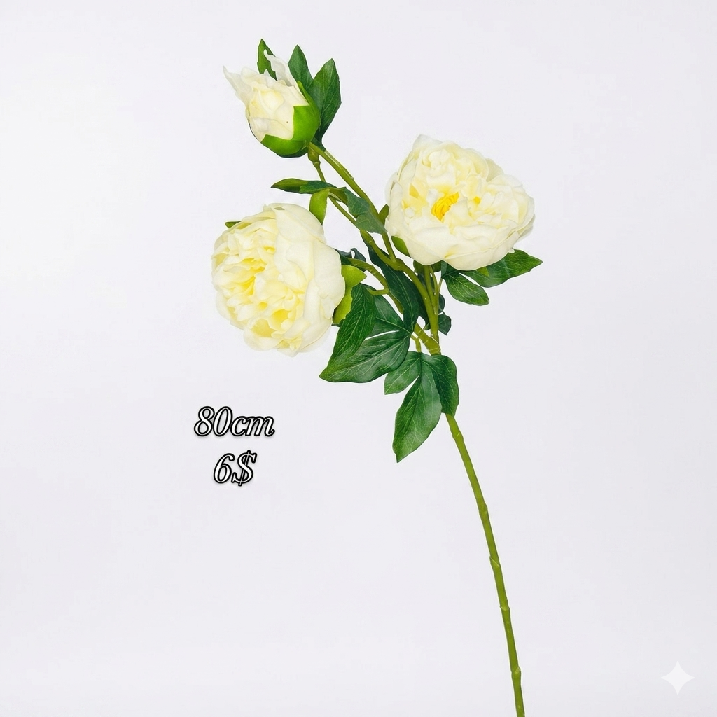 Artificial White Peony Stem
