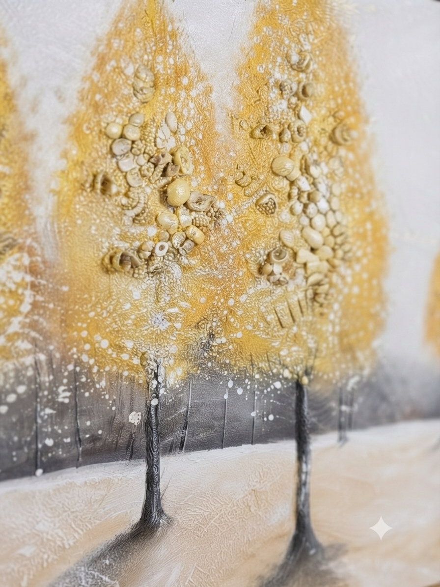 In0077 Golden Trees Textured Wall Art