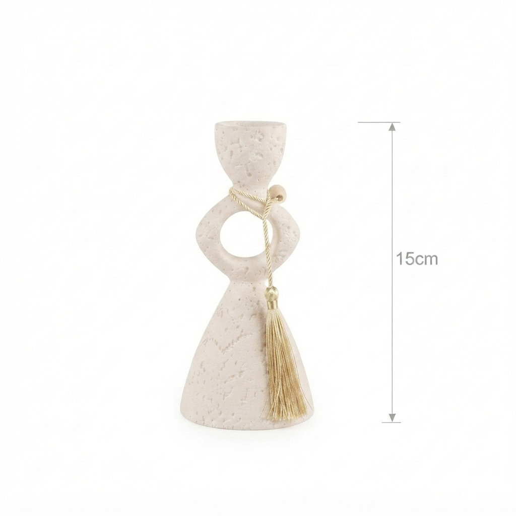 Boho Ceramic Candle Holder with Tassel