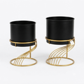 Black & Gold Metal Planter Set