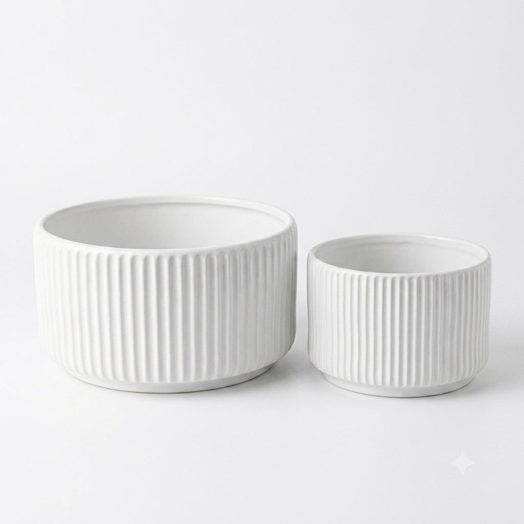 Ribbed Ceramic Planters