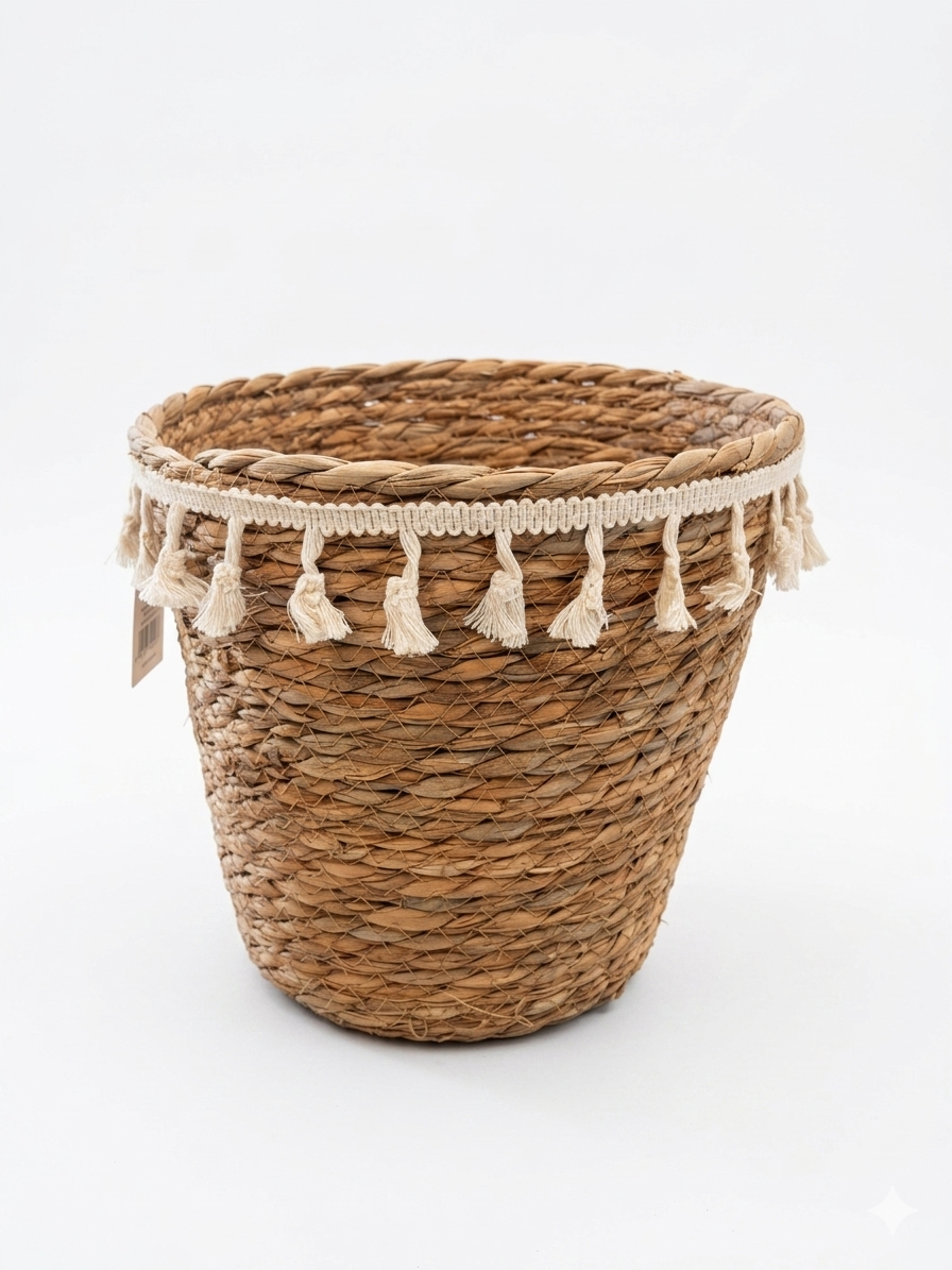 Straw Tassel Basket