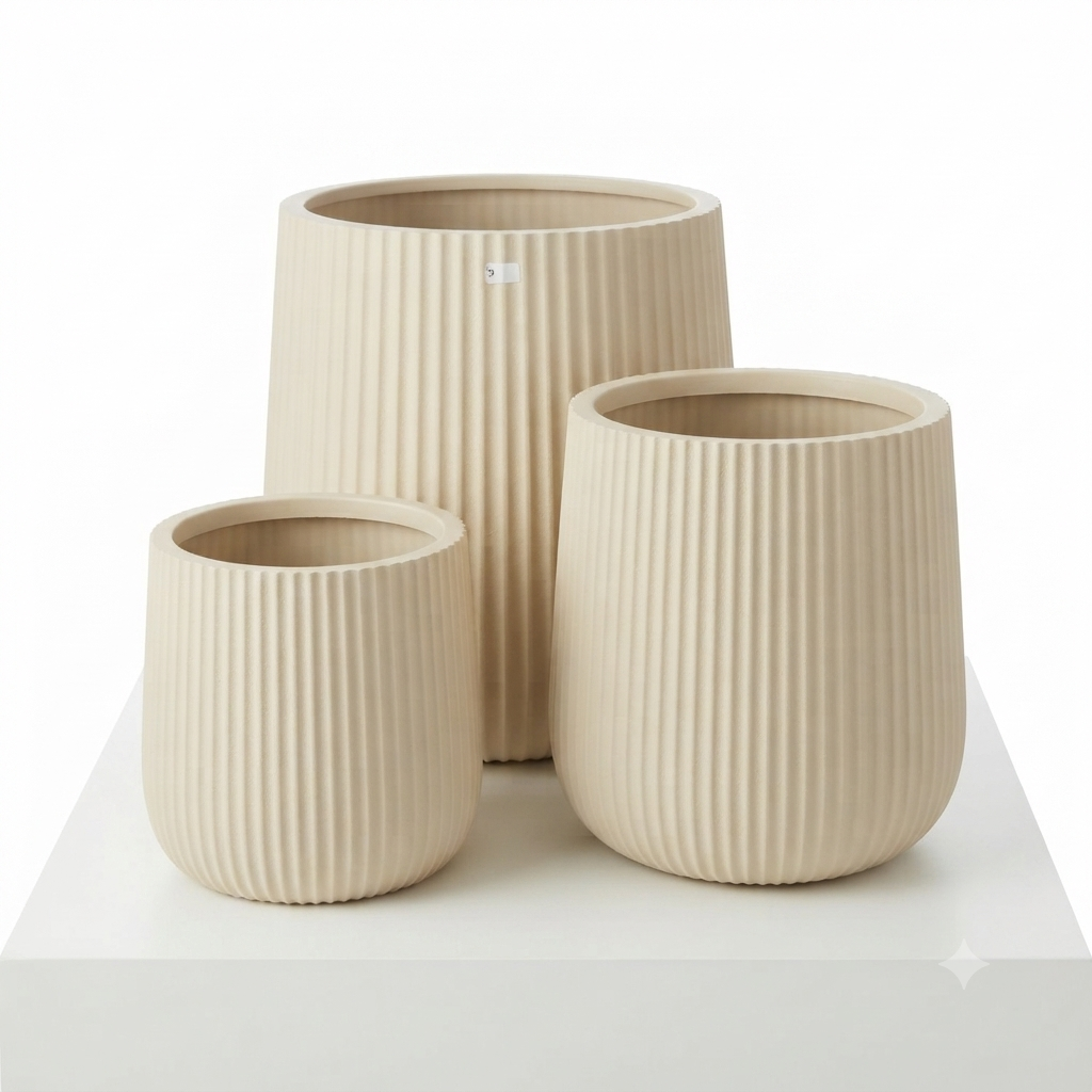 Ribbed Plastic Planter Set of 3