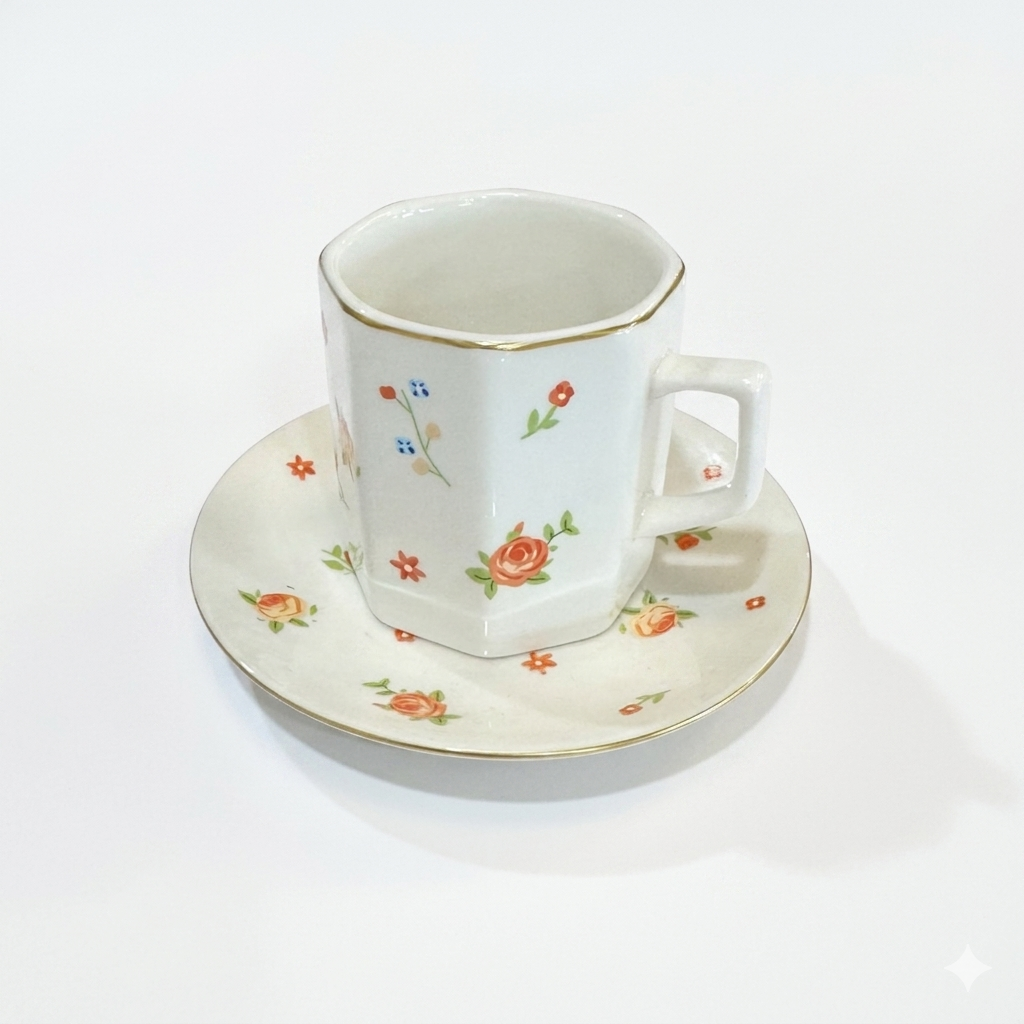 Floral Coffee Cup Set - 6 Pieces