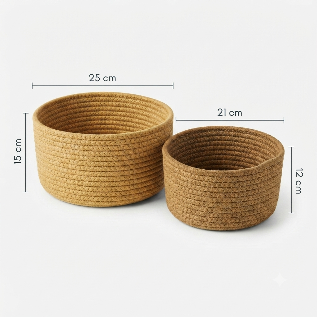 In0030b Cotton Rope Basket Set of 2