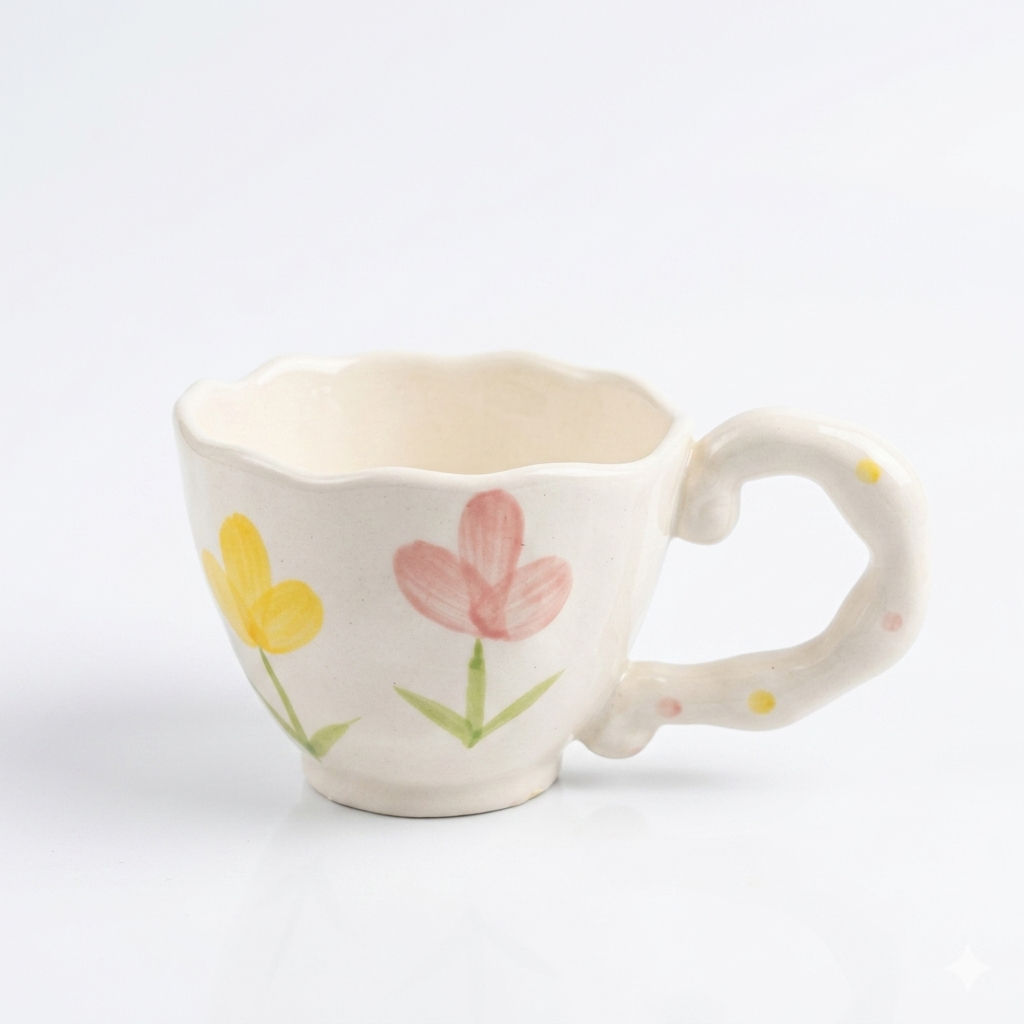 Handmade Ceramic Floral Mug 150ml