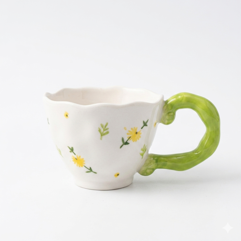 Handmade Ceramic Floral Mug 150ml