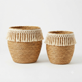 Boho Fringe Woven Basket Set of 2