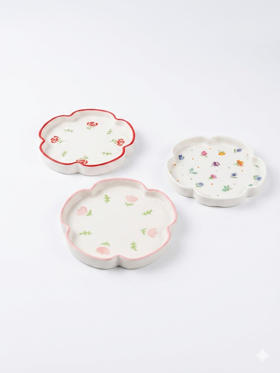 Floral Ceramic Dessert & Serving Plate