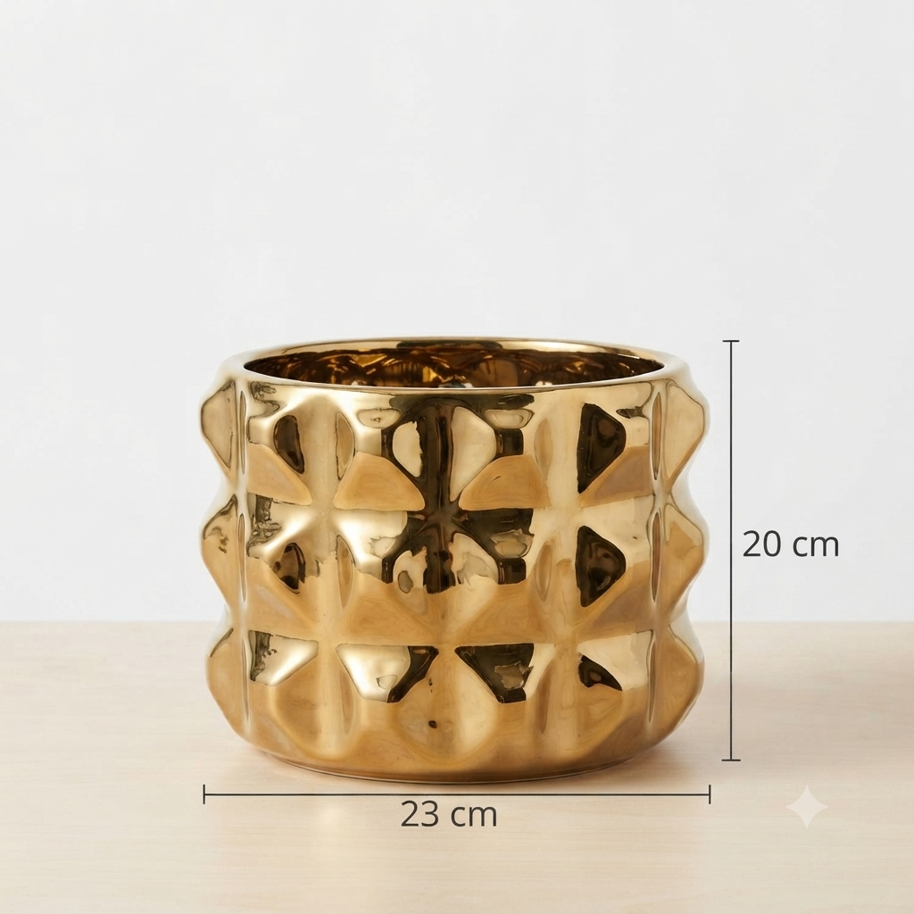 Gold Geometric Ceramic Planter