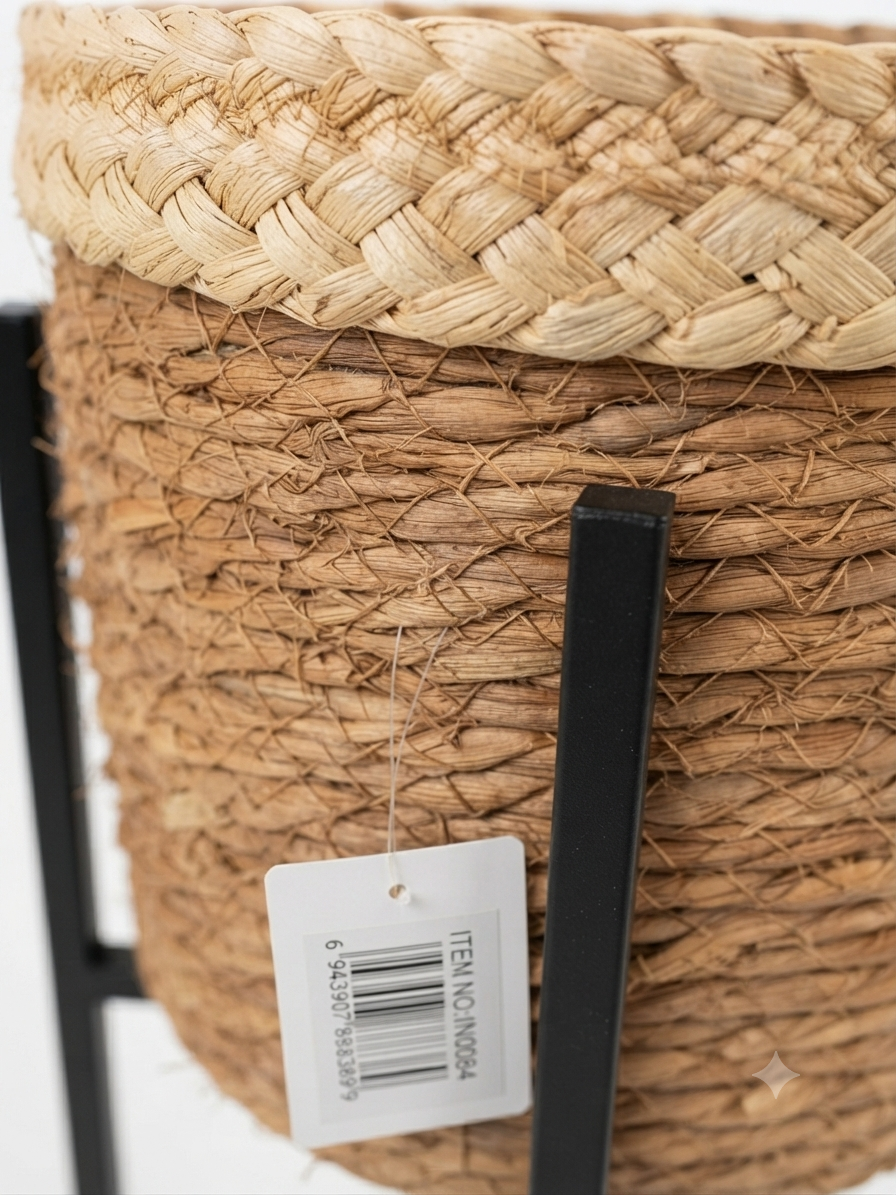 Seagrass Basket Planter with Metal Stand