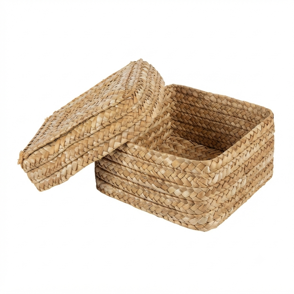 Seagrass Storage Basket Set of 3 with Lids
